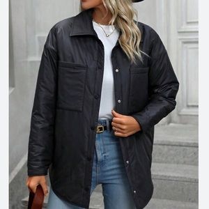 Zara Black Drop Shoulder Snap Button Front Pockets Soft Jacket S